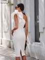 Biała sukienka koktajlowa dopasowana Cocomore