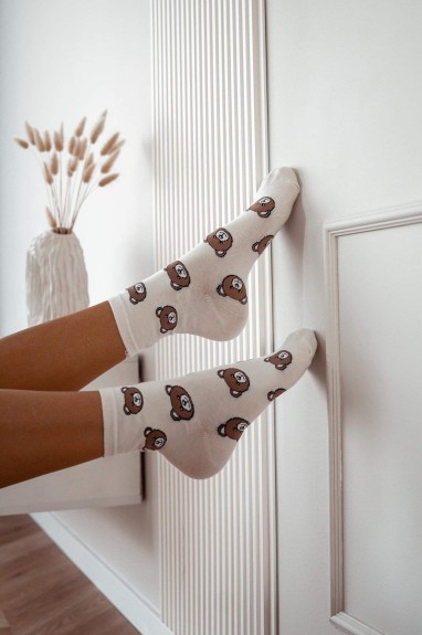 Skarpetki damskie bawełniane białe TEDDY BEAR