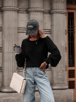 Miły sweter damski z wełny Cocomore czarny