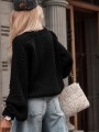 Miły sweter damski z wełny Cocomore czarny