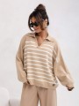 Sweter w paski z kołnierzykiem Cocomore