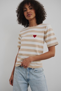 Sweter w paski z krótkim rękawem YARN