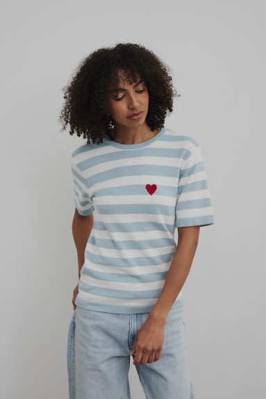 Sweter w paski z krótkim rękawem YARN