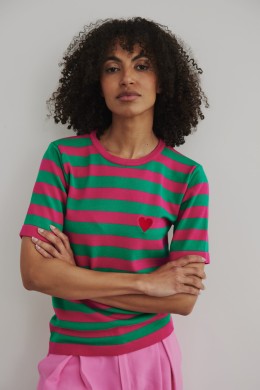 Sweter w paski z krótkim rękawem YARN