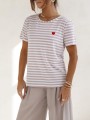 Damski t-shirt paski SERCE Cocomore