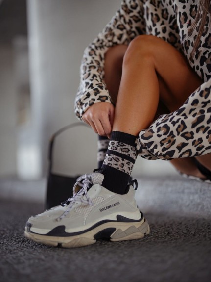 Skarpetki damskie bawełniane panterkowe paski