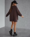 Bluza damska oversize Me Gusta czekoladowa– bawełniana, z naszywką muchy