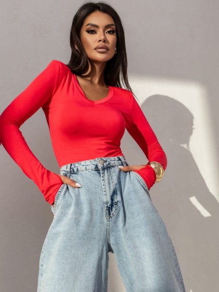 Malinowe body damskie w serek Cocomore