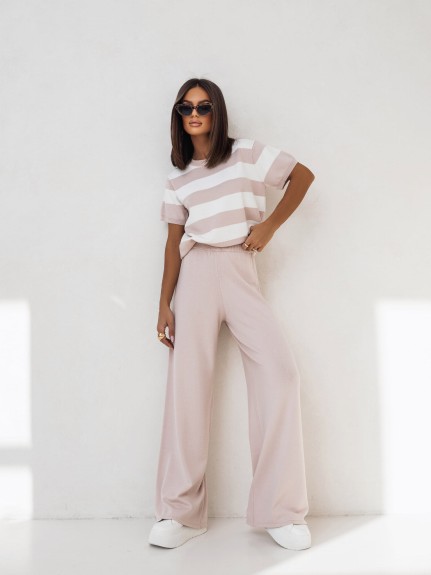 Sweter damski w paski z krótkim rękawem Bianca