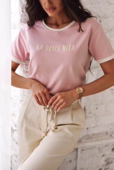 Pudrowy t-shirt damski La Dolce Vita Xana