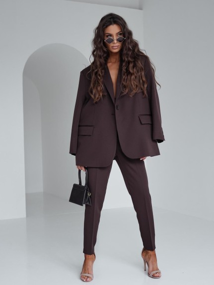 Czekoladowa marynarka oversize damska Me Gusta – elegancka i stylowa