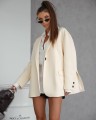 Bawełniana marynarka damska oversize Me Gusta – ecru, wygodna i stylowa
