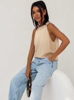 Sweterkowy top damski YARN beżowy