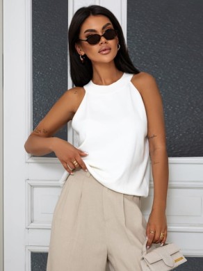 Sweterkowy top damski YARN biały