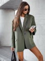 Bawełniana marynarka damska oversize Me Gusta – khaki, wygodna i stylowa