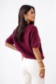 Sweter damski moherowy z krótkim rękawem bordowy – elegancki i puszysty