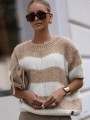 Moherowy sweter w paski Cocomore beżowy