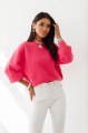 Sweter damski premium z baby alpaki i wełny merynosa malinowy