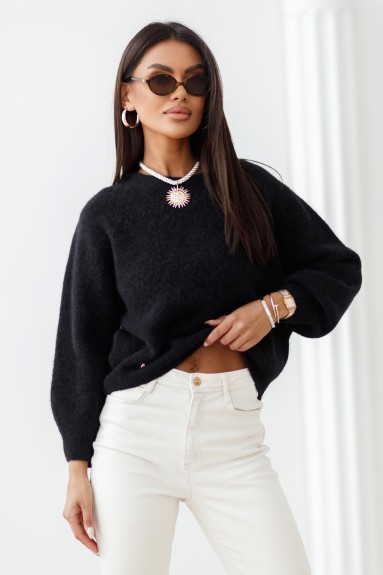 Sweter damski premium z baby alpaki i wełny merynosa czarny