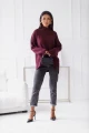 Damski sweter z wełny z półgolfem Madame Sue śliwkowy