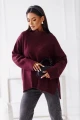Damski sweter z wełny z półgolfem Madame Sue śliwkowy