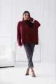Damski sweter z wełny z półgolfem Madame Sue bordowy