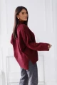 Damski sweter z wełny z półgolfem Madame Sue bordowy