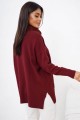 Damski sweter z wełny z golfem Madame Sue bordowy