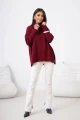 Damski sweter z wełny z golfem Madame Sue bordowy
