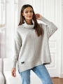 Damski sweter z wełny z golfem Madame Sue jasnoszary