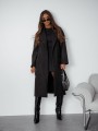Grafitowy płaszcz wiązany z paskiem oversize – elegancki płaszcz Me Gusta