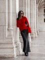 Kardigan damski super kid moher Yarn Aurelia czerwony
