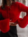 Kardigan damski super kid moher Yarn Aurelia czerwony