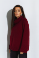 Bordowy sweter damski  z golfem Cocomore