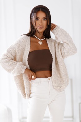 Kardigan damski oversize na co dzień Madame Sue beżowy