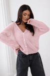 Sweter damski premium z kid moheru i wełny merino Palermo jasnoróżowy