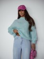 Miętowy sweter damski z dodatkiem moheru miętowy