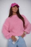 Różowy sweter damski z dodatkiem moheru Me Gusta