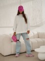 Bluza damska oversize Me Gusta biała – bawełniana, z naszywką muchy