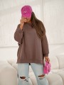 Bluza damska oversize Me Gusta brązowa – bawełniana, z naszywką muchy