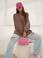 Bluza damska oversize Me Gusta brązowa – bawełniana, z naszywką muchy