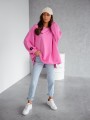 Bluza damska oversize Me Gusta różowa – bawełniana, z naszywką muchy