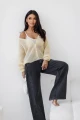 Sweter kardigan damski premium z kid moheru i wełny merino Palermo żółty