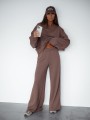 Brązowy dres damski oversize Me Gusta – bluza i szerokie spodnie
