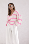 Luźny sweter damski w paski Cocomore Lizbona