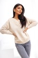 Sweter damski w serek z wełną i moherem beżowy Cleo Madame Sue