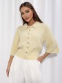 Sweter damski z kołnierzykiem z alpaki suri żółty