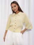 Sweter damski z kołnierzykiem z alpaki suri żółty