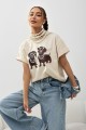Beżowy damski t-shirt z nadrukiem Cocomore Dog