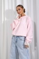 Bluza damska pastelowa z koronką – elegancka bluza dresowa jasnoróżowa